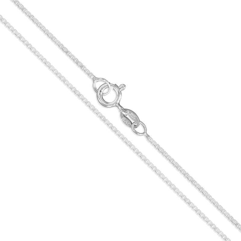 SAC SILVER Sterling Silver Box Chain 1mm Genuine Solid 925 Italy Classic New Necklace 14in - Image 1